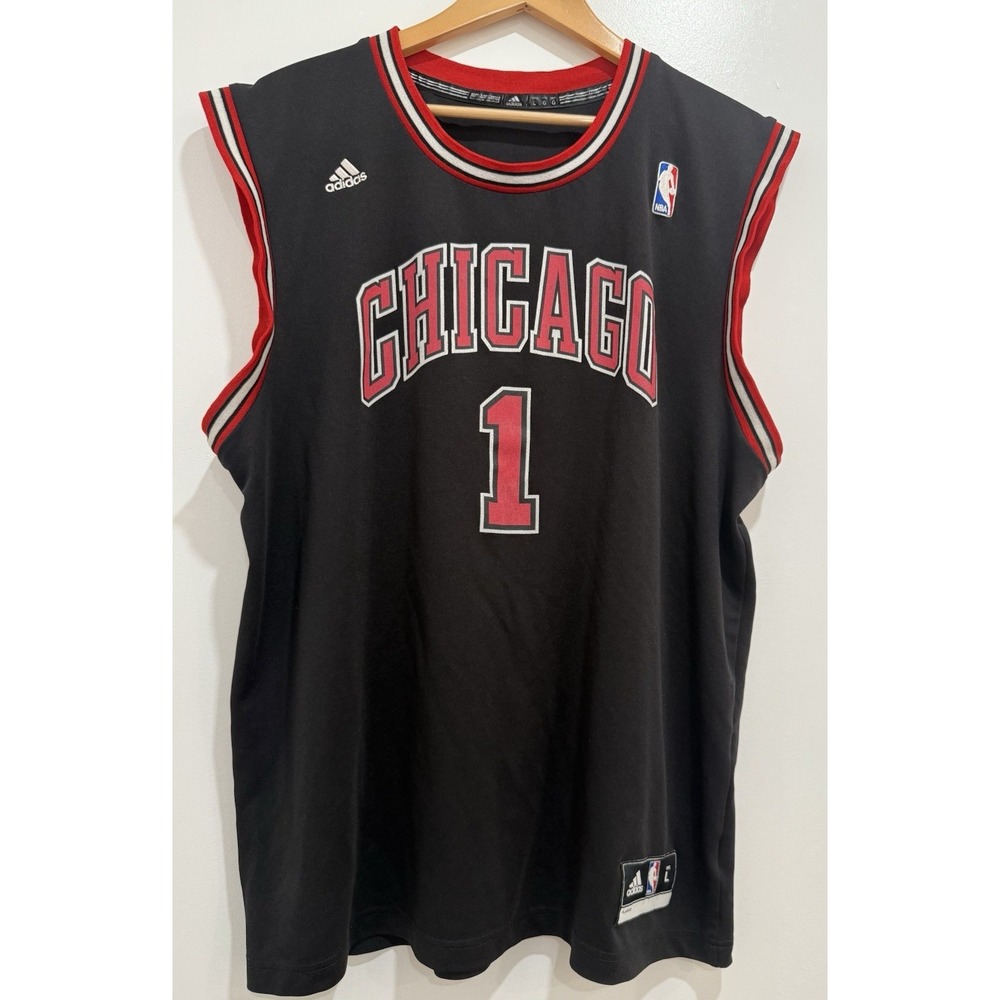 Vintage Adidas Chicago Bulls Derrick Rose NBA Black Mens Jersey Shirt Size L